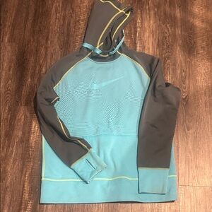 Nike Light Blue and Black Therma-Fit Fleece Hoodie